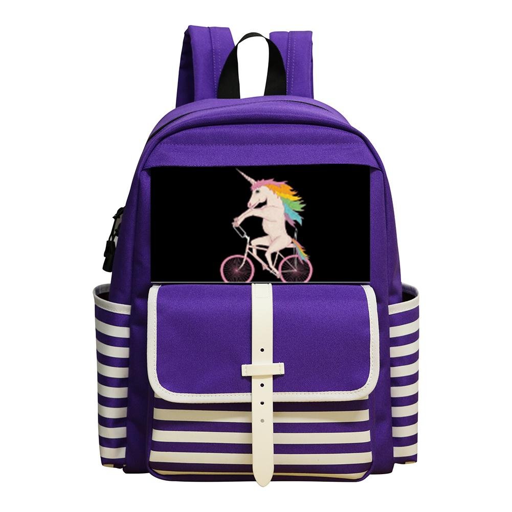 Children Unicorn Riding Unicycle Back To School Backpack Bookbag